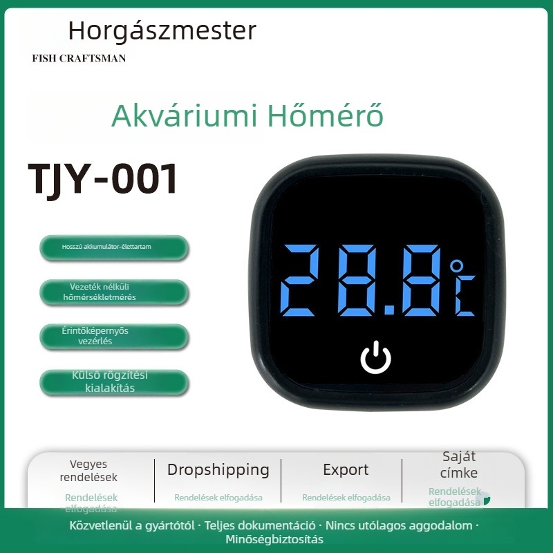 Külső digitális kijelzős hőmérő akváriumhoz és teknőshöz – kompakt vízhőmérő