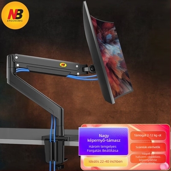 NB Ergonomic G40 monitorkar görbült/széles kijelzőkhöz – asztali tartó, magasság állítás