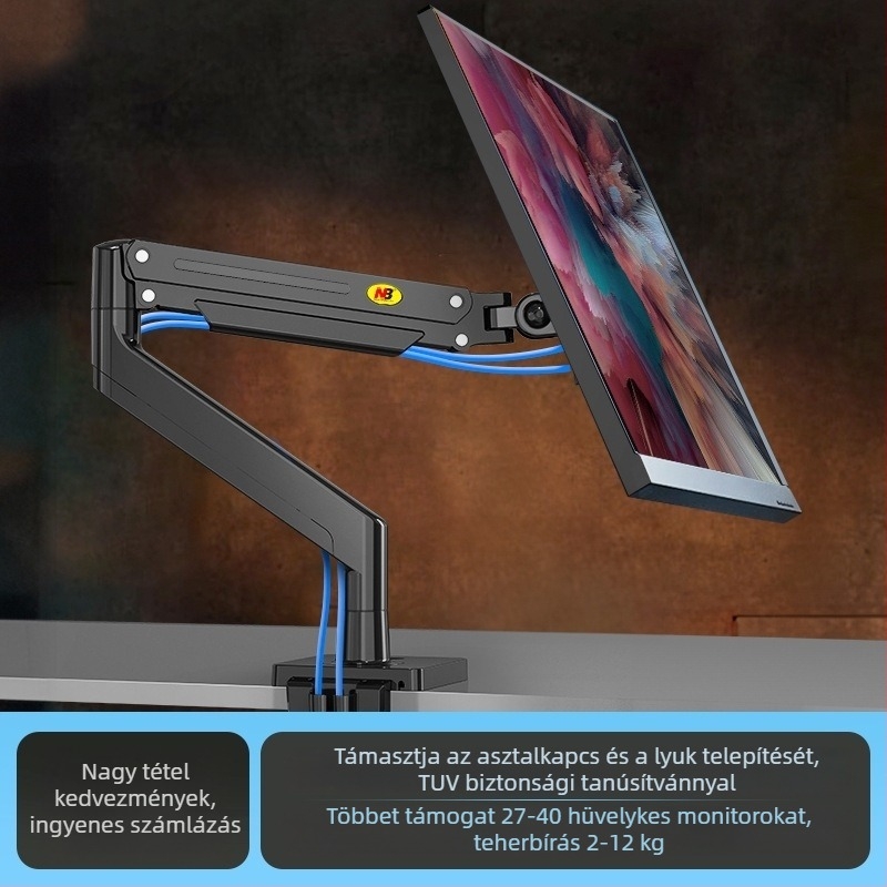 NB Ergonomic G40 monitorkar görbült/széles kijelzőkhöz – asztali tartó, magasság állítás