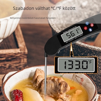 Élelmiszerhőmérő, 0,1°C felbontás, univerzális használat, testreszabható, AAA-elem működtetésű
