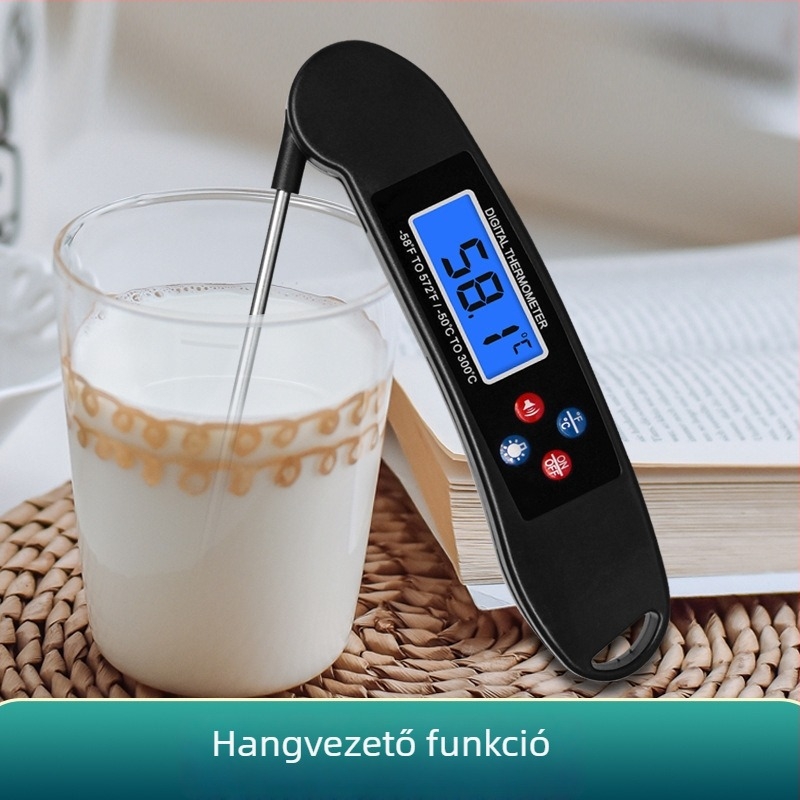 Élelmiszerhőmérő, 0,1°C felbontás, univerzális használat, testreszabható, AAA-elem működtetésű