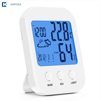 Beltéri hőmérséklet- és páratartalom-mérő háttérvilágítással és riasztással TH202 – hőmérséklet pontosság ±1°C, páratartalom ±5%RH, felbontás 0,1°C / 1%RH, AAA 1,5V energiaforrás