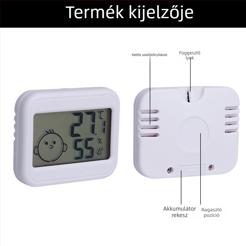 Szobai hőmérő digitális higrométerrel, 0,1°C felbontással, belső hőmérséklet és páratartalom mérése