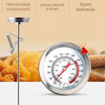 Olajhőmérő szondával, magas pontosságú élelmiszerhőmérő konyhai sütéshez