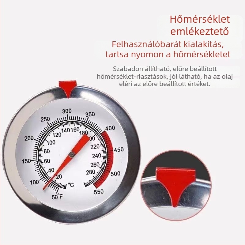Olajhőmérő szondával, magas pontosságú élelmiszerhőmérő konyhai sütéshez