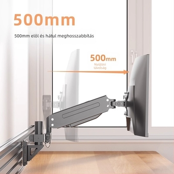 Forgó emelő karos monitor-tartó, modell WMPA01, hidegen hengerelt acél, 3 kg