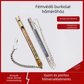 Üveg hőmérő bányászati és akvakultúrás felhasználásra, rozsdamentes acél ház réz hüvelyével, nagy pontosságú