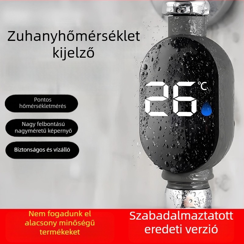 Vízálló digitális fürdőszobai hőmérő LCD kijelzővel – pontos hőmérsékletmérés zuhanyozáshoz és csapokhoz, frissített nedvesség és hőmérséklet