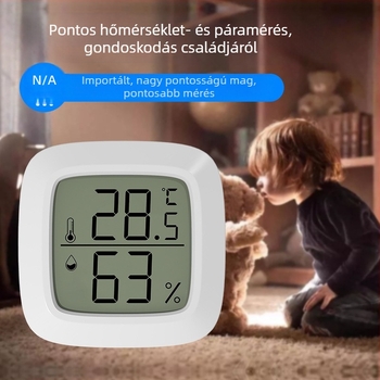 Mini elektronikus hőmérő és higrométer otthoni használatra, nagy pontosságú hőmérséklet- és páratartalom-mérő, mágnessel és kétoldalas ragasztószalaggal