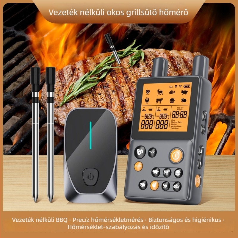 Új Bluetooth vezeték nélküli grillsütőhőmérő, konyhai hús- és sütőhőmérő