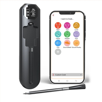 DT-131 Bluetooth vízálló élelmiszer-hőmérő alkalmazással, vezeték nélküli szenzor, 0,1°C felbontás