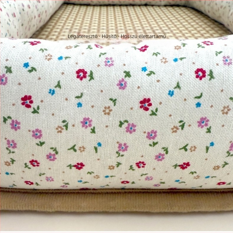 Rattan macskafészek PP Cotton anyaggal, nyári légáteresztő párna, univerzális használat