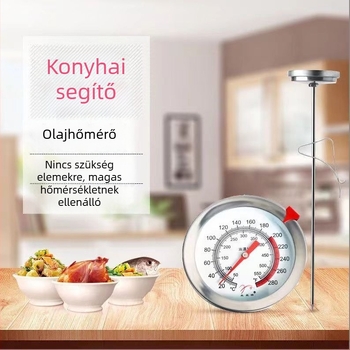 Élelmiszerhőmérő, nagy pontosságú, magas hőmérsékletű méréshez – olaj, víz, fritőz, kávé és sütés