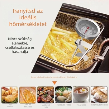 Élelmiszerhőmérő, nagy pontosságú, magas hőmérsékletű méréshez – olaj, víz, fritőz, kávé és sütés