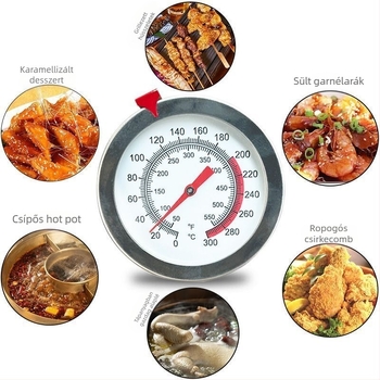 Élelmiszerhőmérő, nagy pontosságú, magas hőmérsékletű méréshez – olaj, víz, fritőz, kávé és sütés