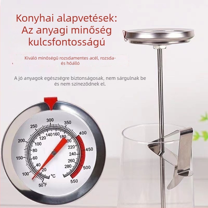Élelmiszerhőmérő, nagy pontosságú, magas hőmérsékletű méréshez – olaj, víz, fritőz, kávé és sütés