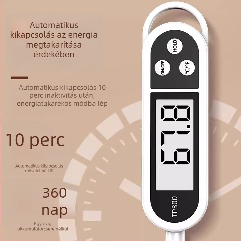 Magas pontosságú konyhai hőmérő elektronikus érzékelővel víz, olaj és tej hőmérsékletéhez – sütéshez