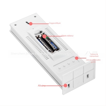 HTC-8 háttérvilágítással rendelkező elektronikus hőmérséklet- és páratartalom-mérő, 0–50°C hőmérséklet-tartomány, 10–99% RH páratartomány, felbontás 0.1°C