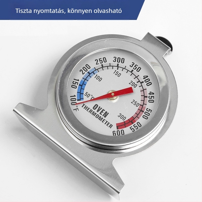 Sütőhőmérő mechanikus mutatóval, sütéshez, közvetlen hőmérséklet-mérés a sütőben, hűtőszekrényhőmérő