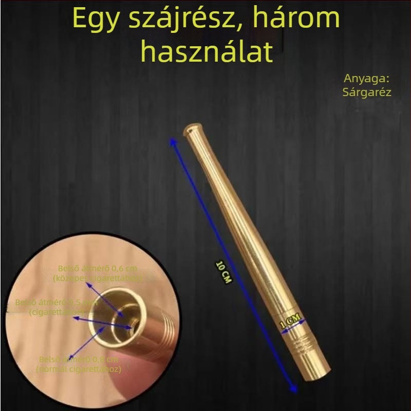 Rövid, hordozható hagyományos pipa sárgarézből, levehető szűrővel, száraz és nedves használatra