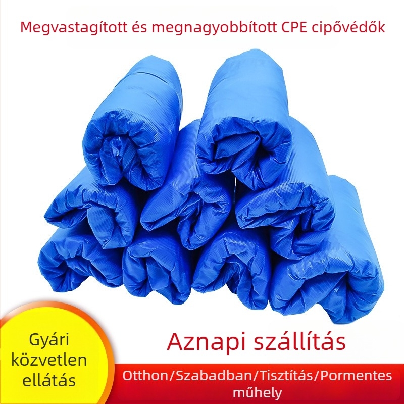 Műanyag cipővédők, egyszer használatos, CPE, vastított, 100 db/csomag