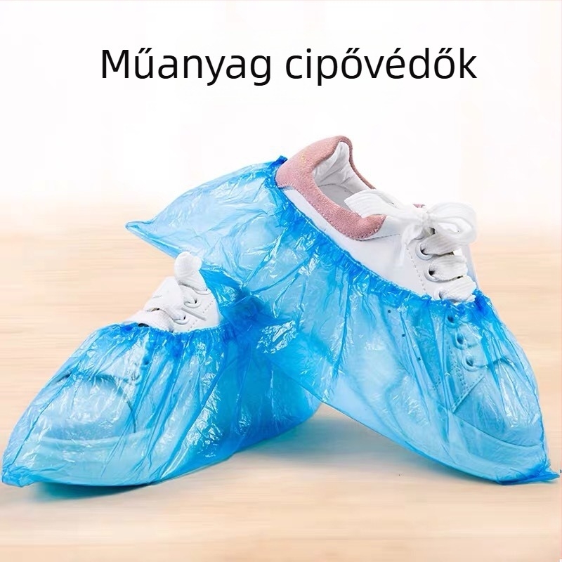 Műanyag cipővédők, egyszer használatos, CPE, vastított, 100 db/csomag
