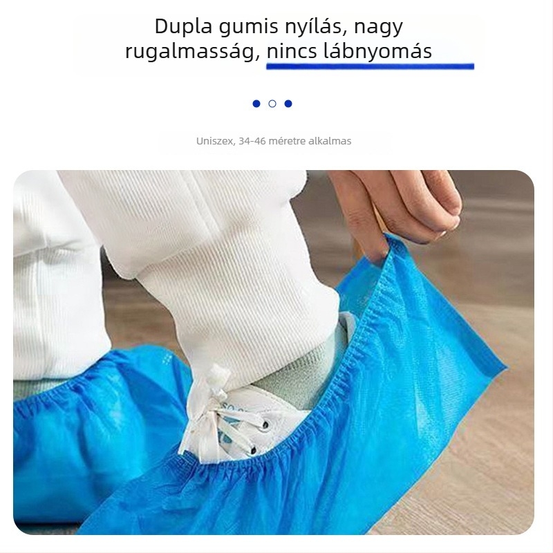 Egyszer használatos megvastagított nem szövött anyagból készült cipővédő, por- és csúszásálló, kopásálló, 17×40 cm