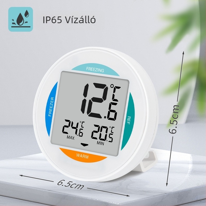 Hűtőszekrény hőmérő LCD kijelzővel, magas pontosságú beltéri hőmérő kampóval és mágneses rögzítéssel