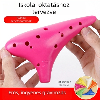 Ocarina gyantából, 12 lukú, C hangnem, kezdőknek, esésálló, ingyenes gravírozás