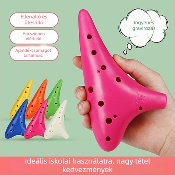 Ocarina gyantából, 12 lukú, C hangnem, kezdőknek, esésálló, ingyenes gravírozás