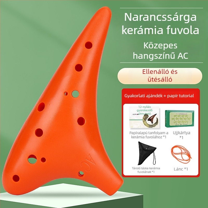 Ocarina gyantából, 12 lukú, C hangnem, kezdőknek, esésálló, ingyenes gravírozás