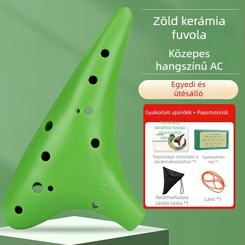 Ocarina gyantából, 12 lukú, C hangnem, kezdőknek, esésálló, ingyenes gravírozás