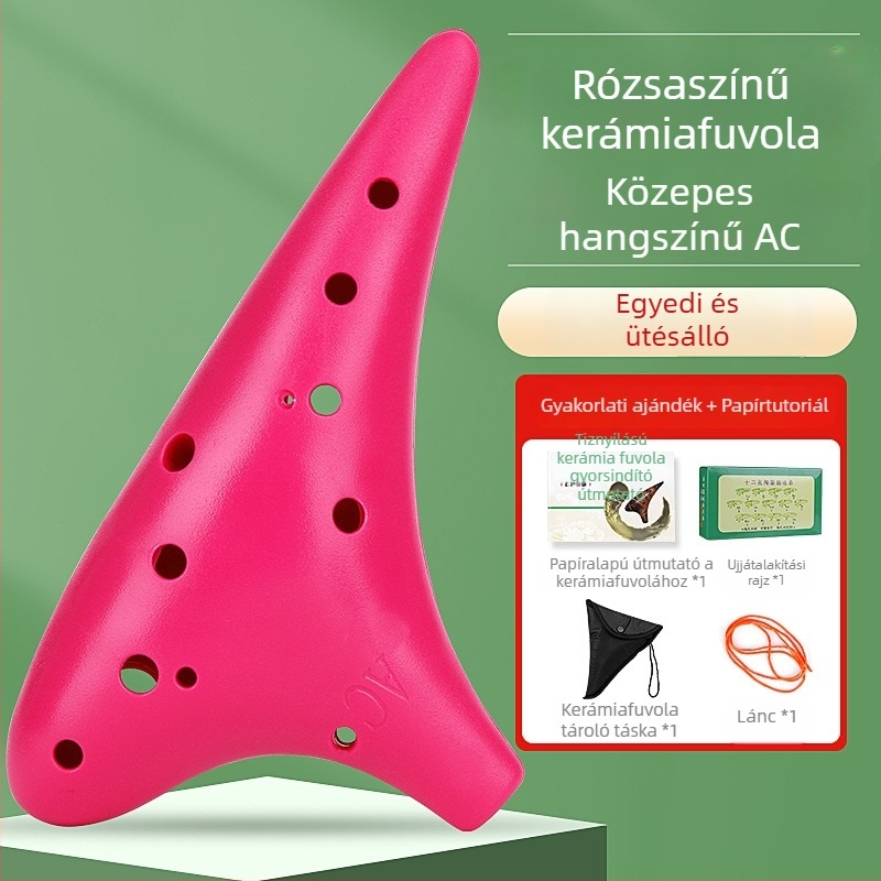 Ocarina gyantából, 12 lukú, C hangnem, kezdőknek, esésálló, ingyenes gravírozás
