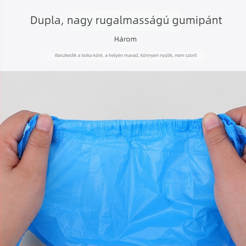 Egyszer használatos CPE cipővédők, vastított tépő típusú, új modell, 100 darabos csomag, vízálló és porálló