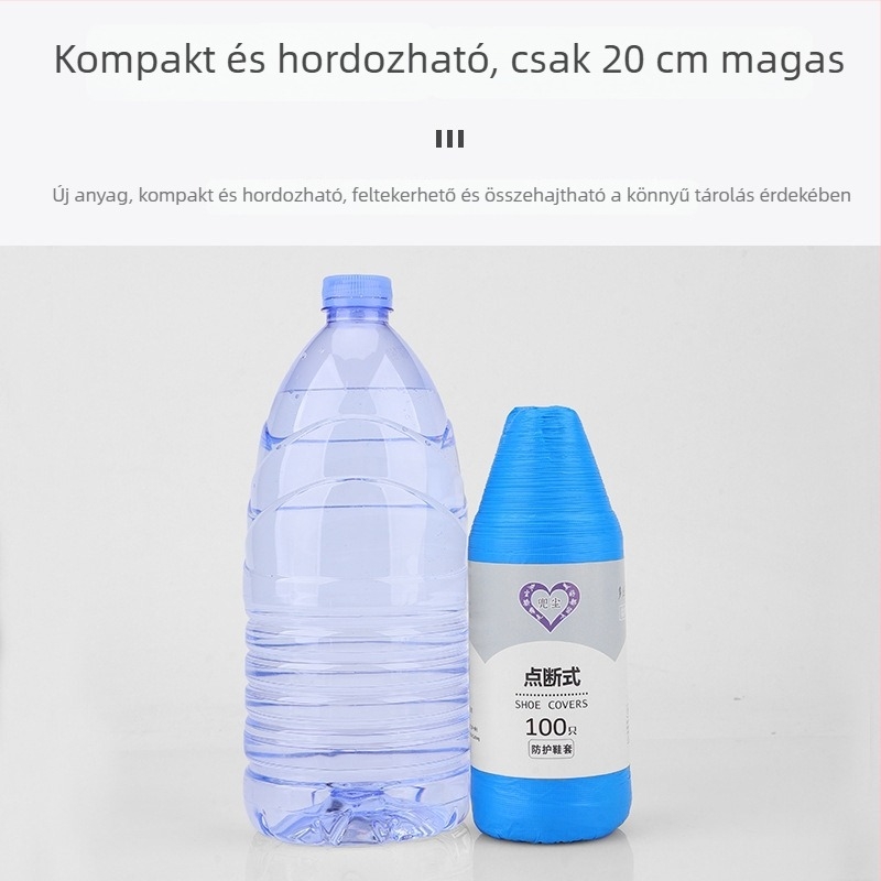 Egyszer használatos CPE cipővédők, vastított tépő típusú, új modell, 100 darabos csomag, vízálló és porálló