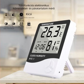HTC-1 Belső elektronikus hőmérő ébresztővel, háztartási használatra, nagy kijelző, többfunkciós hőmérséklet- és páratartalom-mérő (HTC-1; háztartási használat; AAA 1.5V)