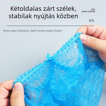 Egyszer használatos beltéri cipővédő, nem szövött textilből, vastagított, kopásálló, csúszásmentes, porvédett