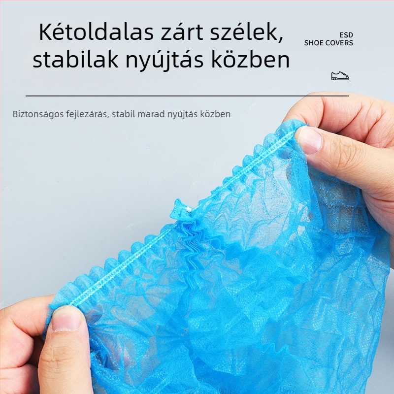 Egyszer használatos beltéri cipővédő, nem szövött textilből, vastagított, kopásálló, csúszásmentes, porvédett