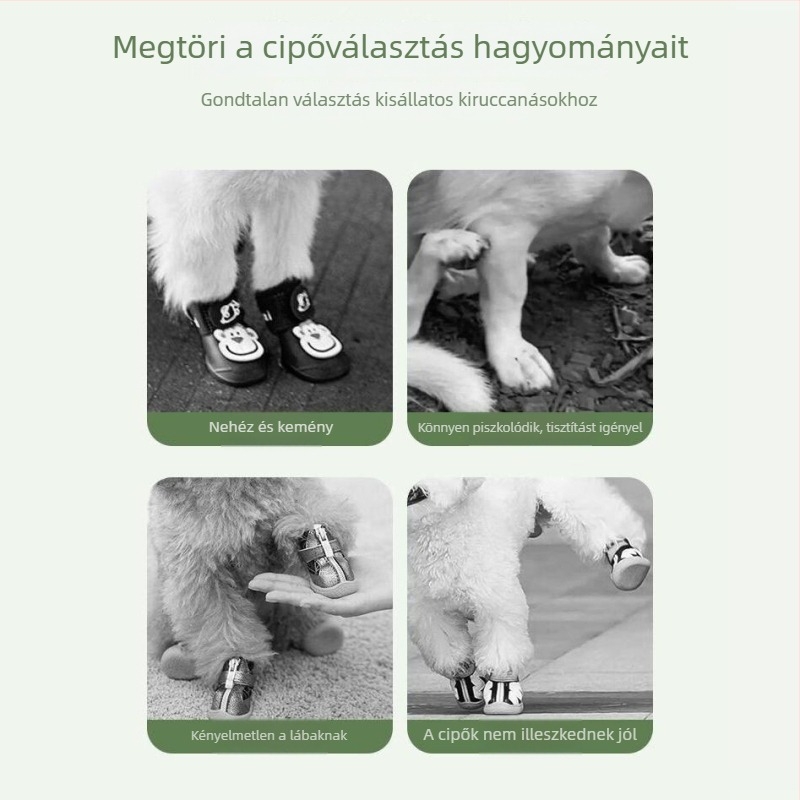 Kutyacipők, egyszer használatos lábvédők sétákhoz, kis testű kutyáknak, vízálló és csúszásmentes.