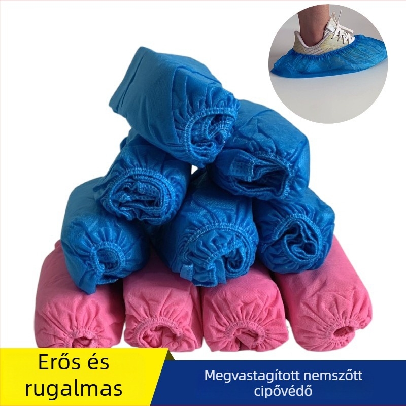 Egyszer használatos cipővédők, nem szövött anyagból, vastított, csúszásmentes, beltéri használatra, felnőtteknek, egy méretben