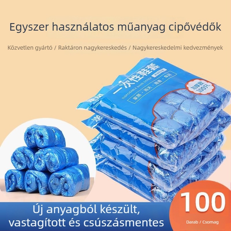 Egyszer használatos műanyag cipővédők PE-ből, közepes vastagságú, porvédelmet nyújtva, műhely és otthon számára