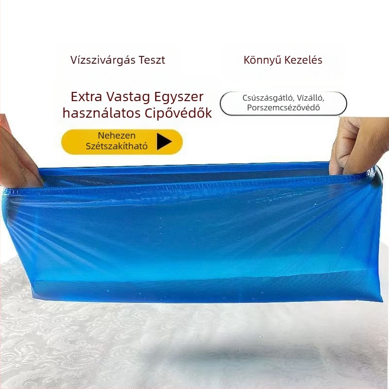 Egyszer használatos műanyag cipővédők, por- és vízálló, 0,03 mm vastagság, univerzális méret, 24 hónap élettartam