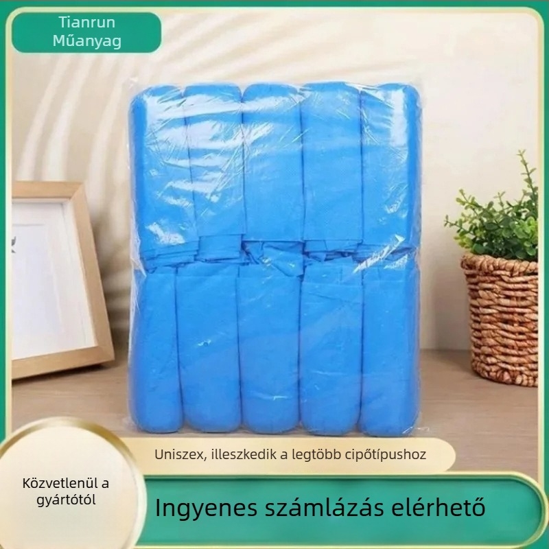 Egyszer használható cipővédők, nem szövött anyagból, extra vastagok, csúszásmentesek, beltéri használatra, 100 darab
