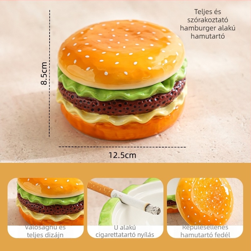 Hamburger alakú kerámia hamutál fedéllel, nagy kapacitás, egyszerű és modern stílus, Jiebo