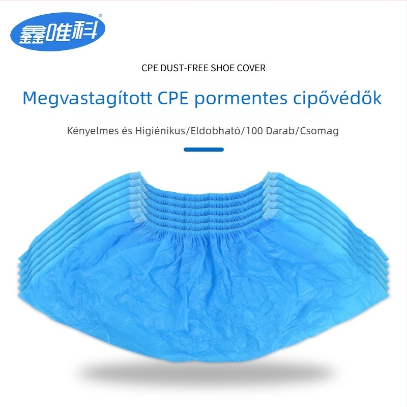 Egyszer használatos cipővédők, 100 db, CPE anyag, csúszásmentes, vízálló, lélegző, kopásálló, védő munkavédelmi cipővédők