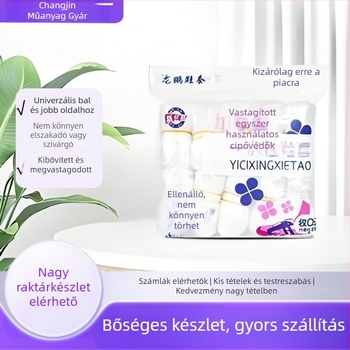 Egyszer használatos átlátszó cipővédők beltéri használatra, univerzális uniszex, műanyag anyag
