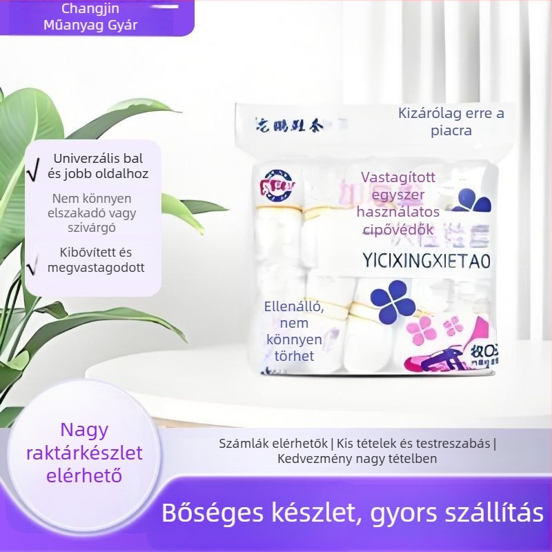 Egyszer használatos átlátszó cipővédők beltéri használatra, univerzális uniszex, műanyag anyag
