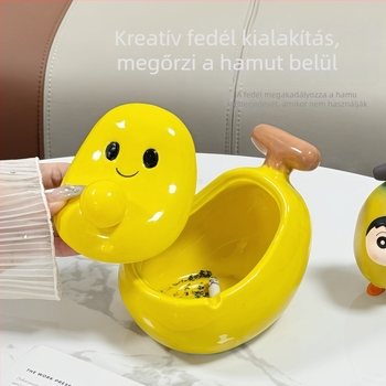 Banán formájú kerámiából készült hamutál fedővel – otthoni és irodai dekoráció