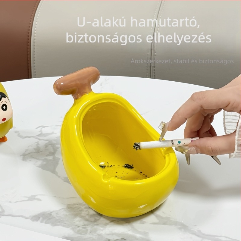 Banán formájú kerámiából készült hamutál fedővel – otthoni és irodai dekoráció