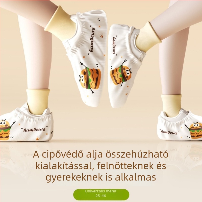 Két rétegű vastagított egyszer használatos cipővédő, csúszásmentes, kopásálló, nem szövött anyagból, beltéri használatra, otthon, vendégek és gyerekek számára